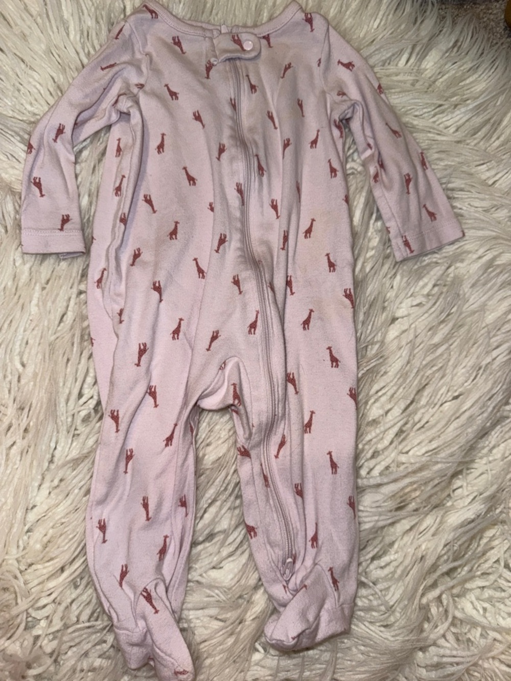 Carter's Pink Footed One-Piece with Red Giraffe Print